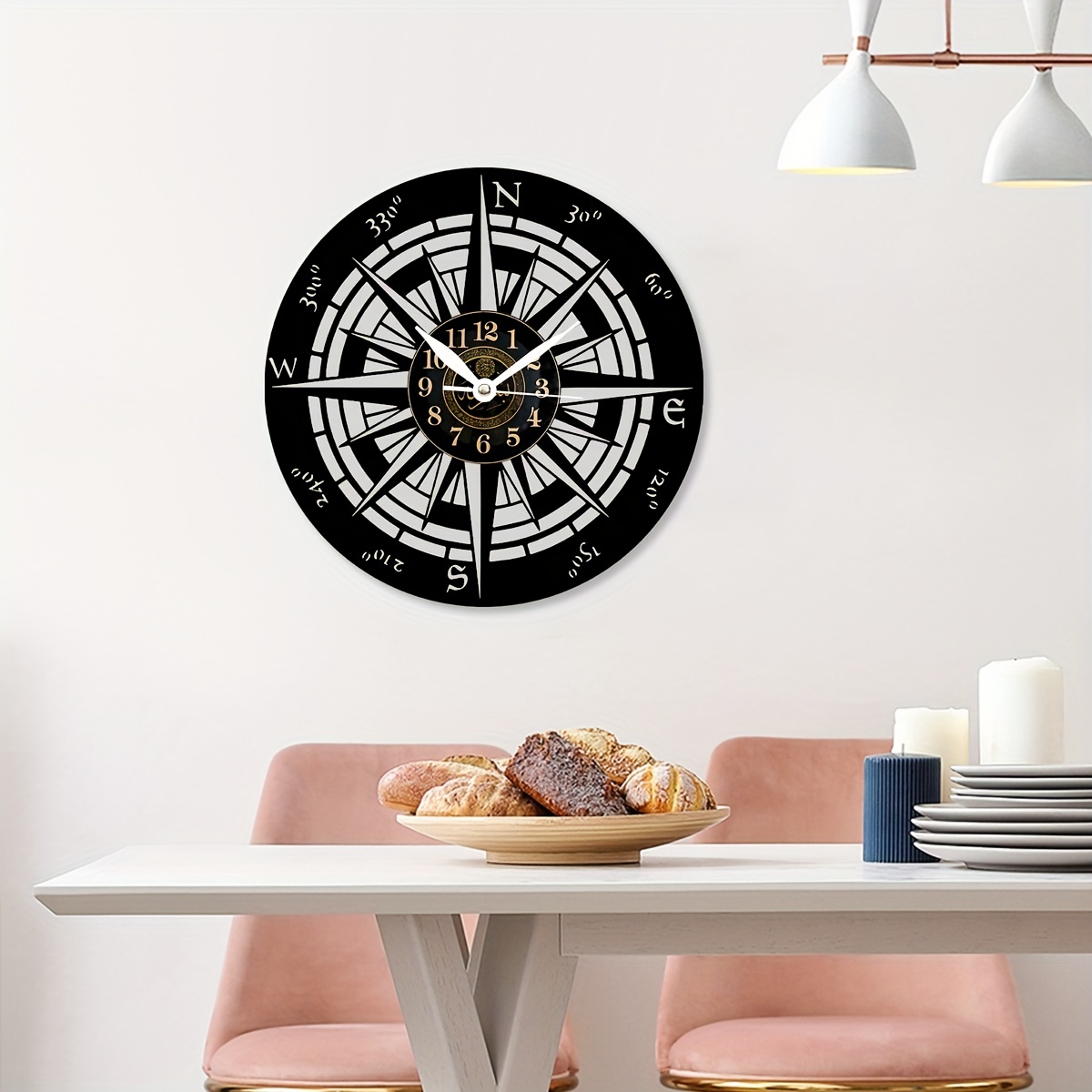 Acrylic Wall Clock, Compass Wall Clock, 3d Vintage Wall Clock