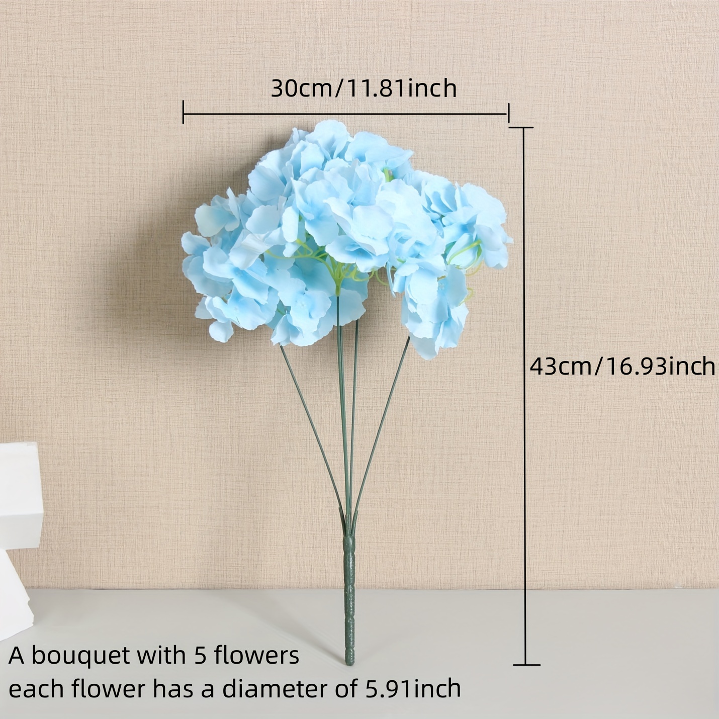 Ortensia azzurra reale come fiori di ortensia di seta artificiale Vari  colori per bouquet nuziale Centrotavola Parete floreale 10 pezzi ZHH-47CM -   Italia