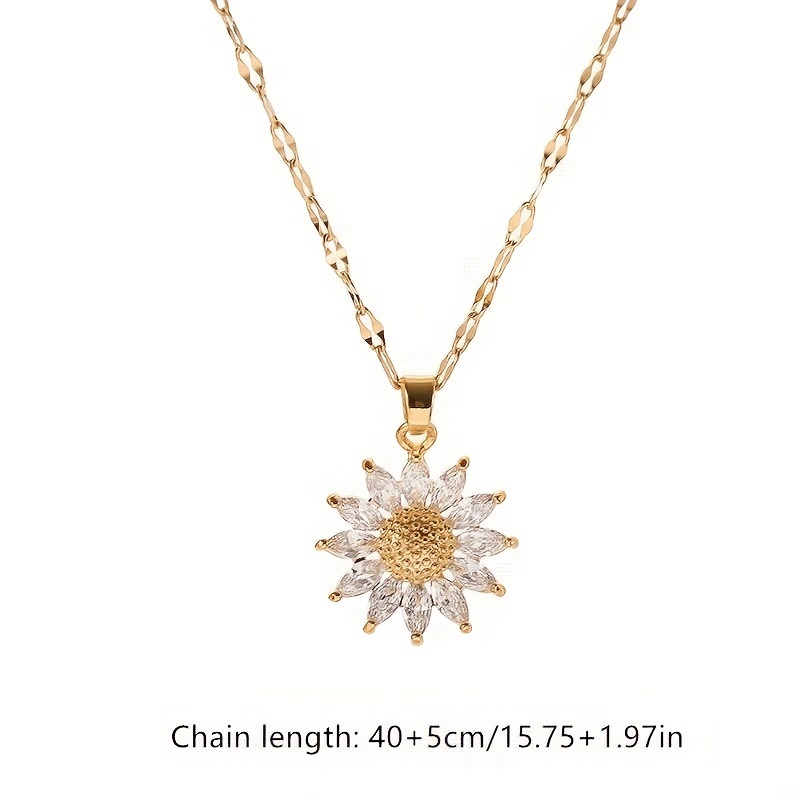 Men's Stainless Steel Sunflower Pendant Necklace