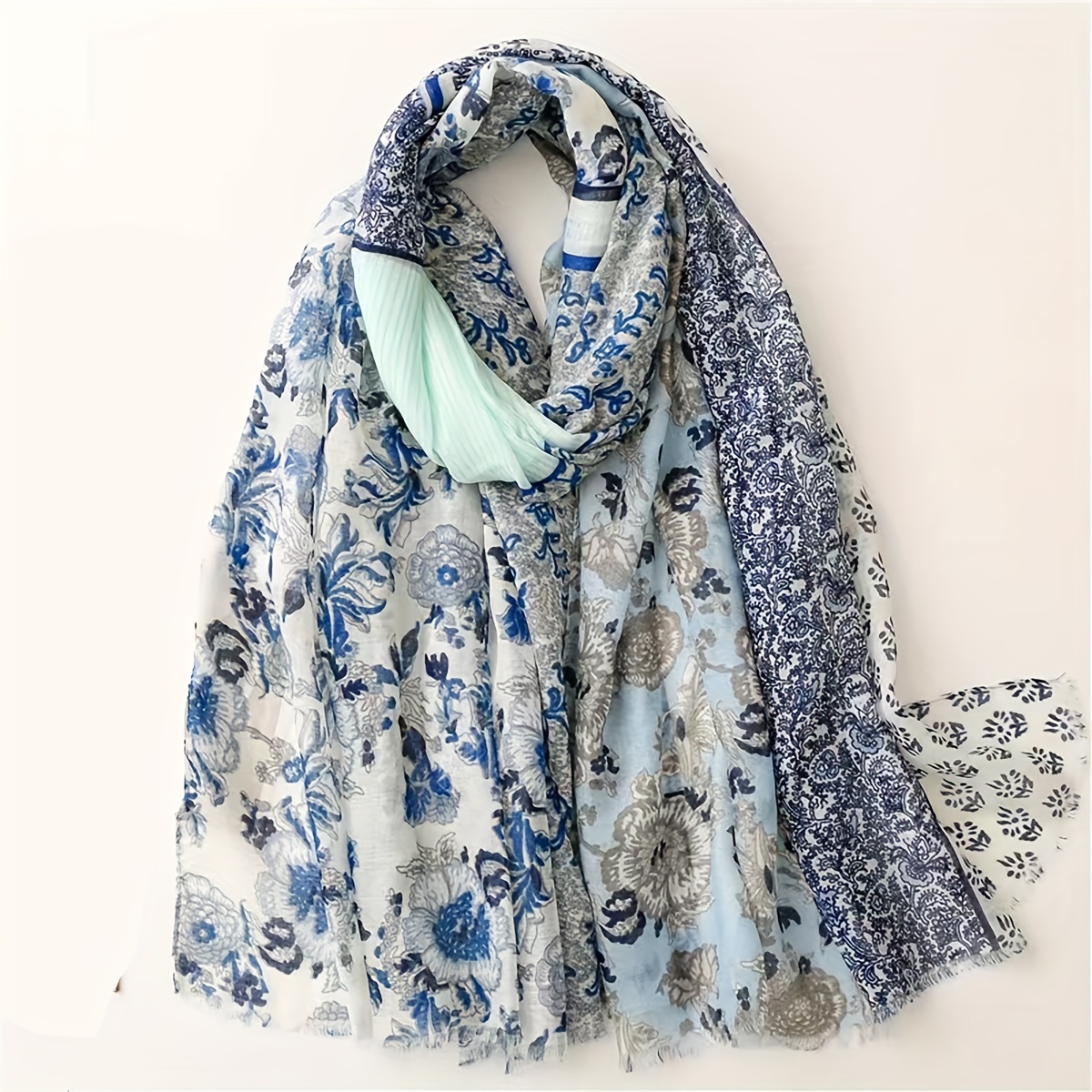 1pc Women's Vintage Flowers Jacquard Faux Cashmere Warm Scarf, Long Shawl  Suitable For Daily Wear In Autumn And Winter