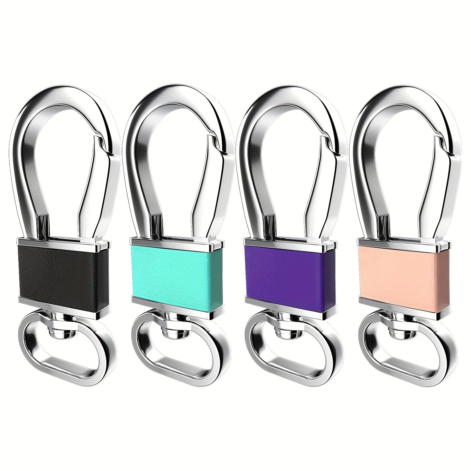 TIESOME 4 PCS Metal Keychain Carabiner Clip Keyring Key Ring Chain Clips  Hook Holder Organizer Keychain Clasps Key Chain Key Ring for Car Key Men