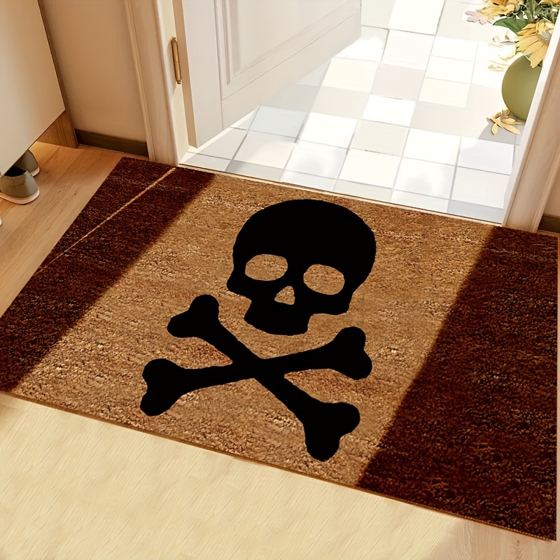 English Skull Door Mat Non Slip Rug for Home Kitchen