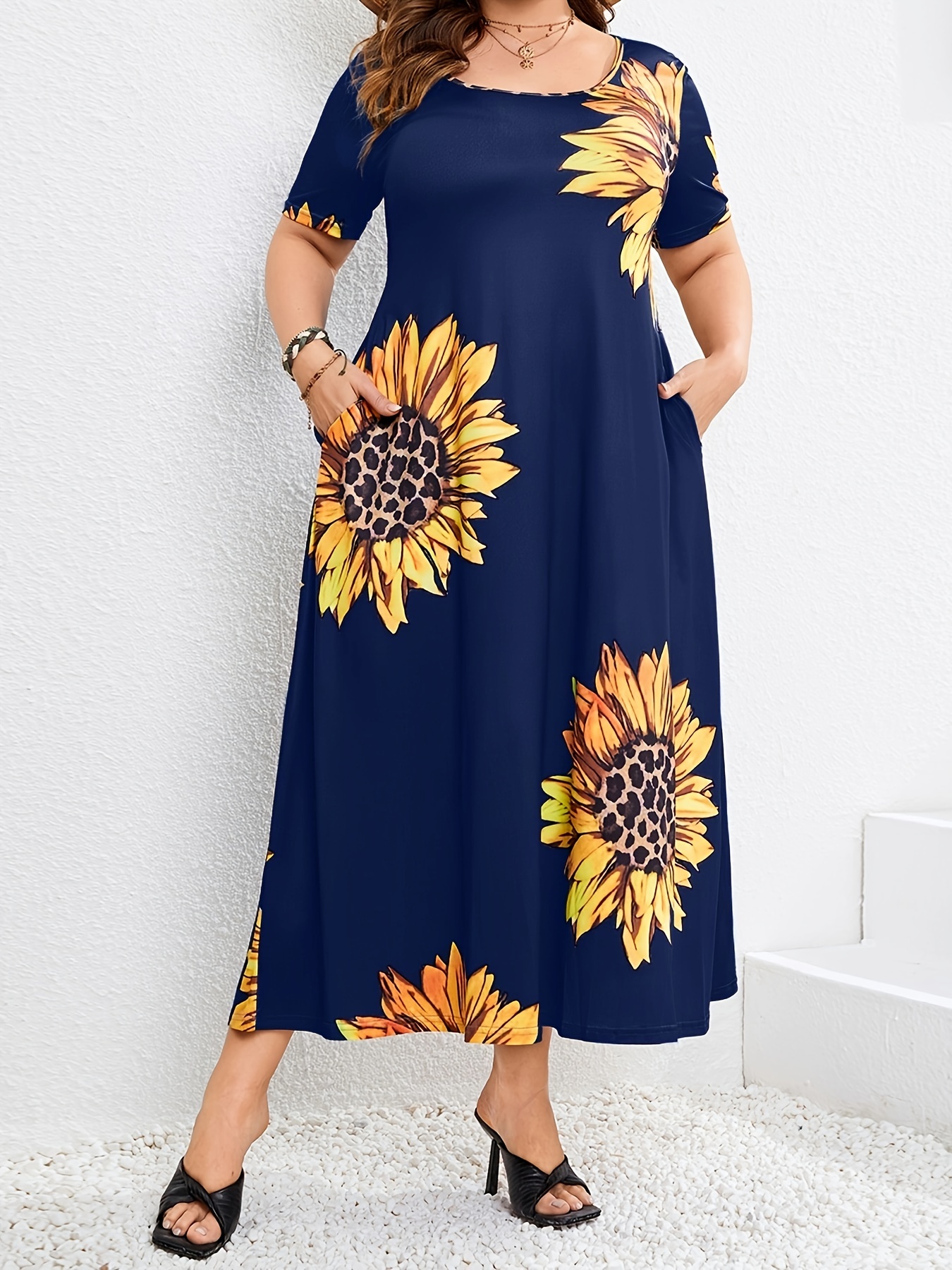 Navy blue sunflower clearance dress