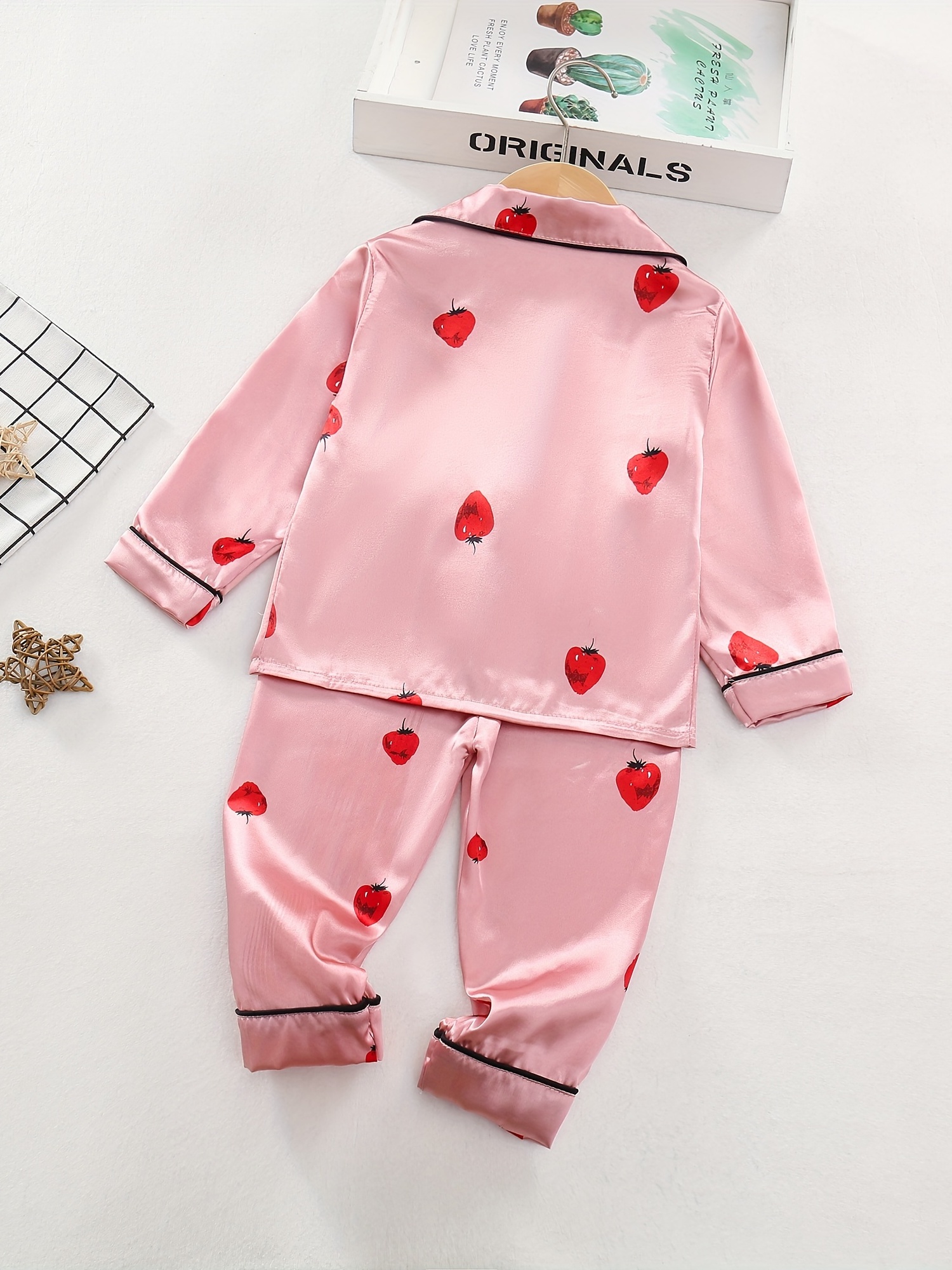 Toddler Girl's Pajamas Outfit Satin Long Sleeve Top Pants - Temu