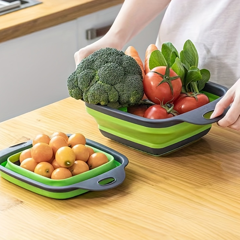 Silicone Folding Drain Basket Foldable Strainer Fruit Vegetable Washing  Basket