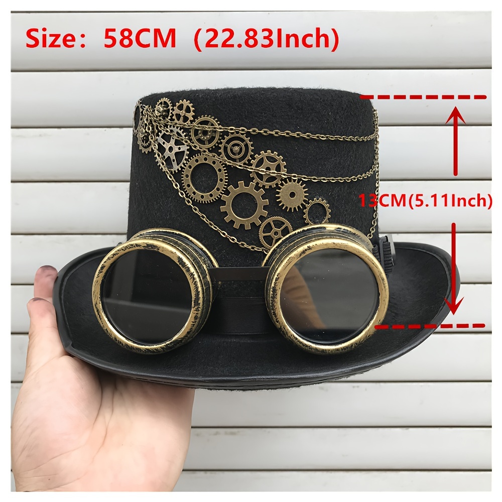Sombrero Steampunk, accesorios con gafas para cosplay, hombres