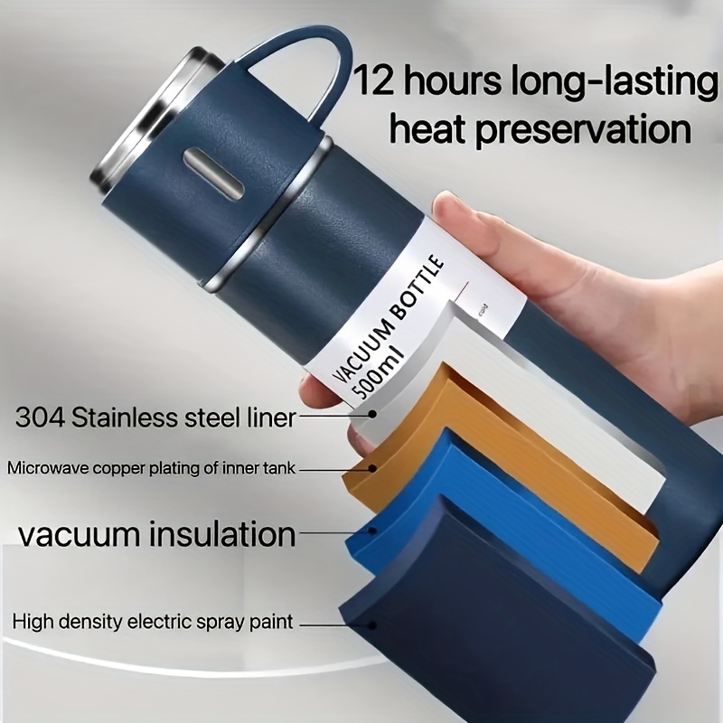 500ML Stainless Steel Vacuum Flask Gift Set Office Business Style Thermos  Bottle Outdoor Hot Water Thermal Insulation Couple Cup