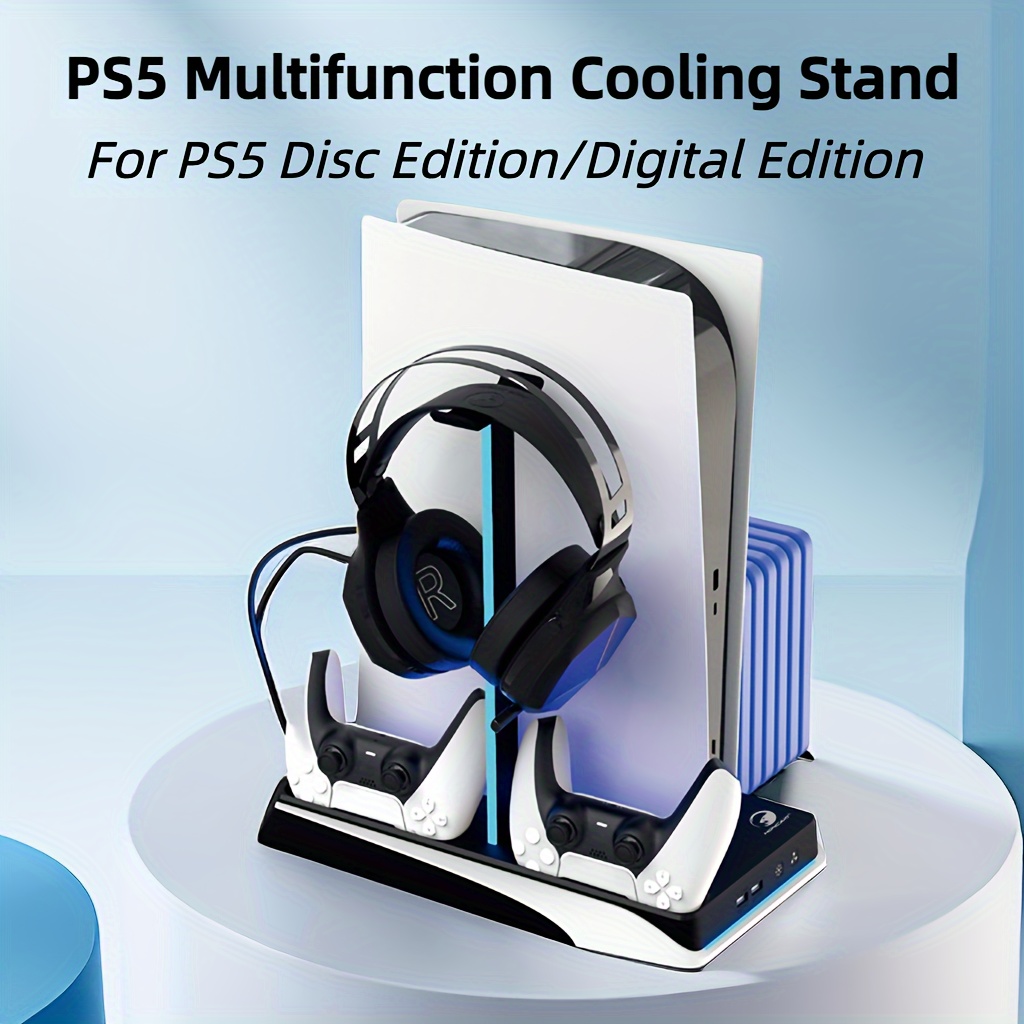  Soporte delgado para PS5 / PS5 y estación de refrigeración con  controlador LED RGB estación de carga para consolas Playstation 5, cargador  de controlador PS5, accesorios delgados para PS5/PS5 con 