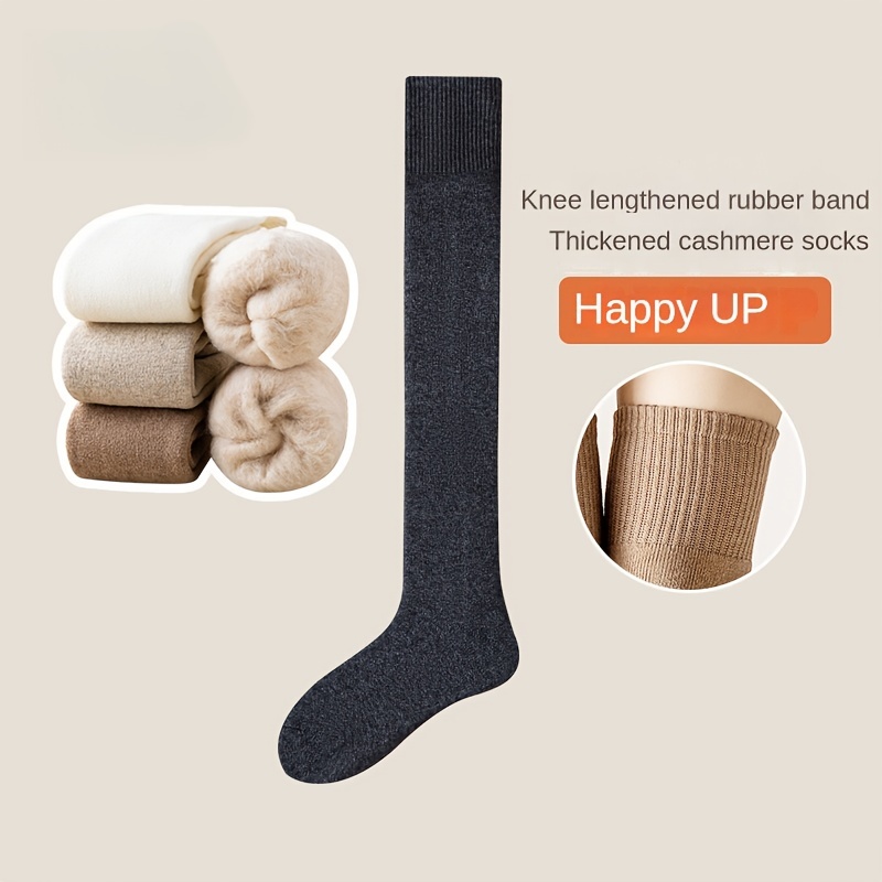 Image of Men's Over-the-knee Socks, Thickened Fleece-lined Cashmere Thigh-high Socks For Autumn And Winter, Breathable And Moisture-wicking Thick Socks For Men