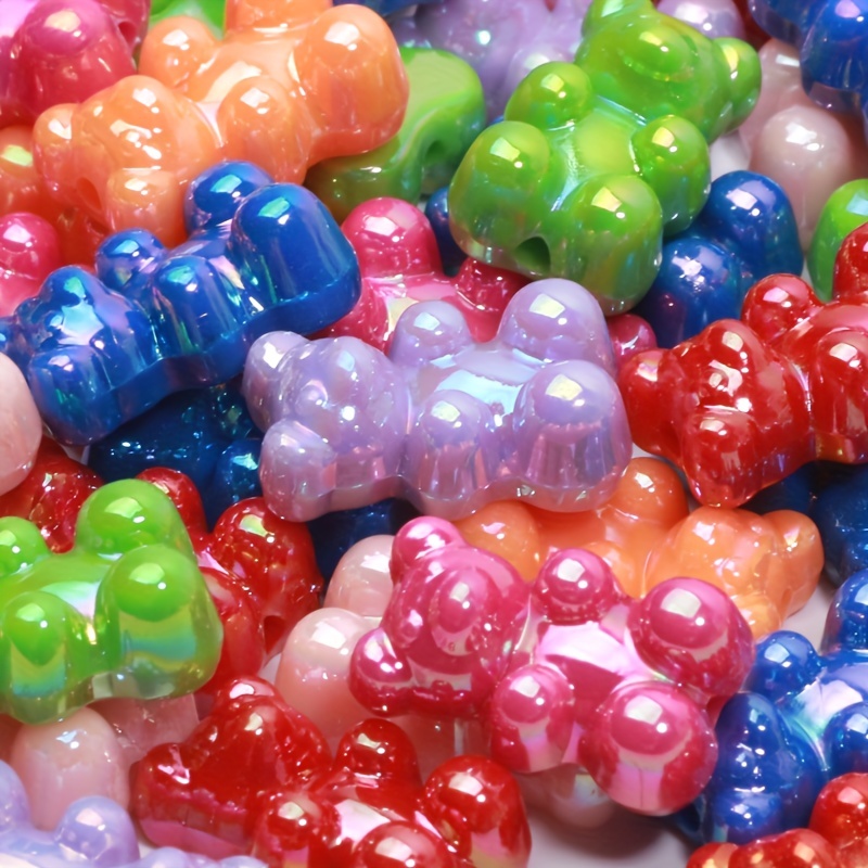 Mixed Solid Color Gummy Bear Rubber Acrylic Loose Beads For - Temu