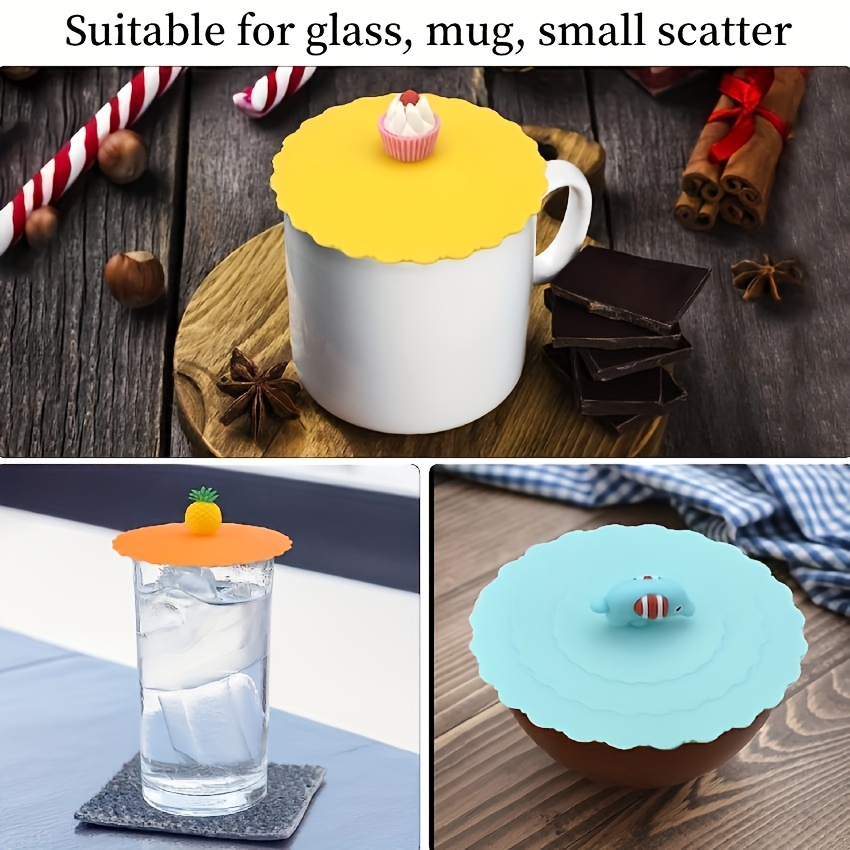 8 Pcs Silicon Cup Covers Anti-Dust Glass Covers For Drinks Coffee