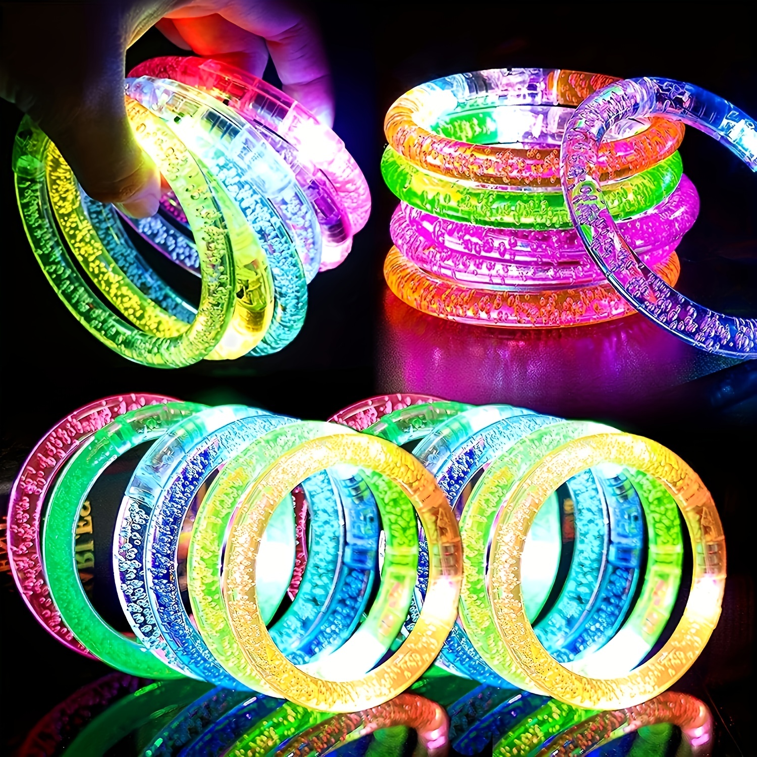 

6pcs/set Glow In The Dark Led Bracelets Christmas Halloween Party Supplies Favors Flashing Light Up Bracelet Glow Sticks Party Toys Party Accessory Carnival Party Game Gifts (random Color) Easter Gift