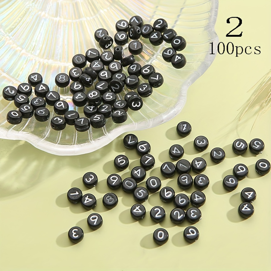 100pcs 4*7mm Mixed Color Number Beads