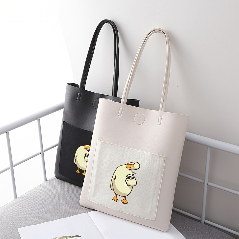 Fashion All-match Shoulder Bag, Large-capacity Pu Handbag, Duck  Large-capacity Tote Bag - Temu
