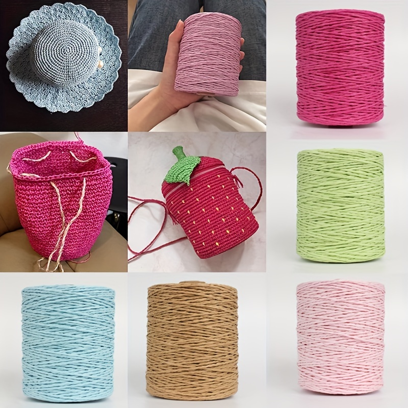 190g Natural Straw Raffia Yarn Beige Raffia Twine String DIY Raffia Ribbon  Yarns for Hat Crochet Knit Raffia Hat Bag