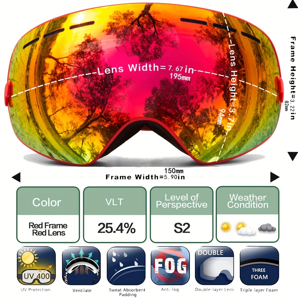 Gafas Esquí Niños Maxjuli, Lentes Esféricos Intercambiables Doble Capa Hd  Uv400, Gafas Nieve Patines Snowboard Antivaho Otg 4301, Descuentos