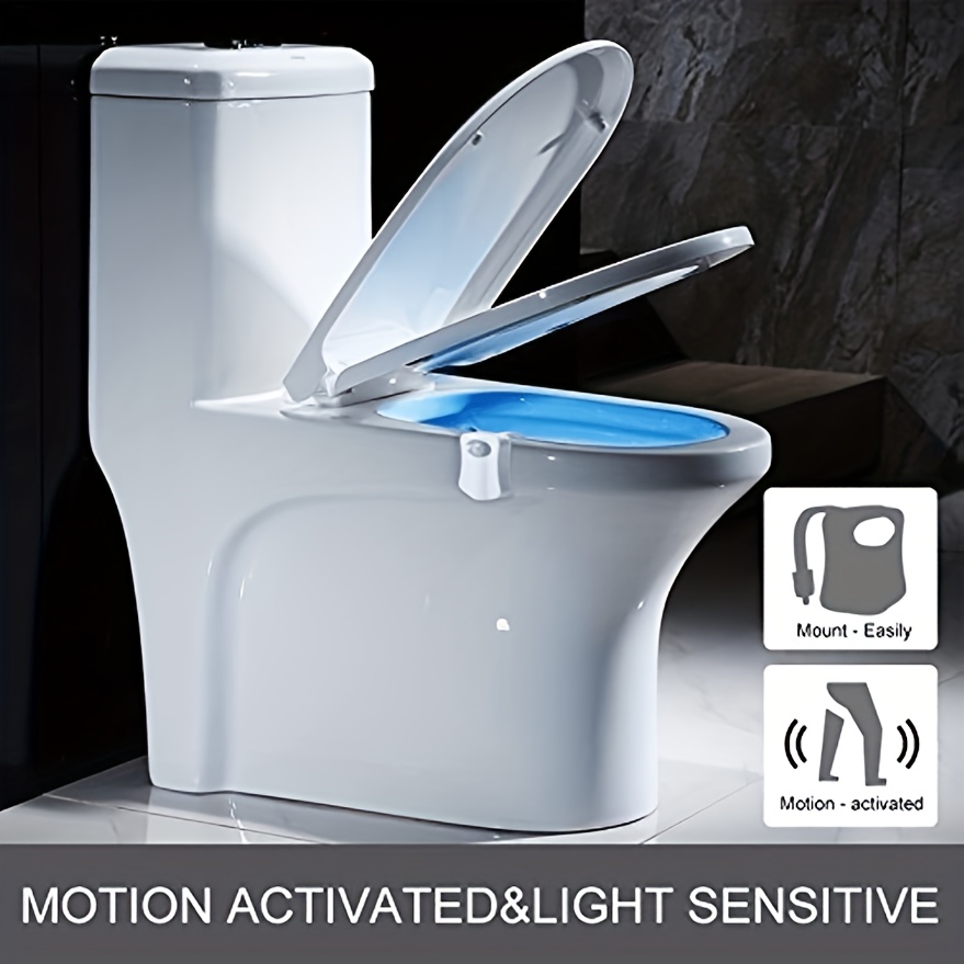 LED Toilet Bowl Light, Motion Sensor 8-Color Changing Waterproof Night