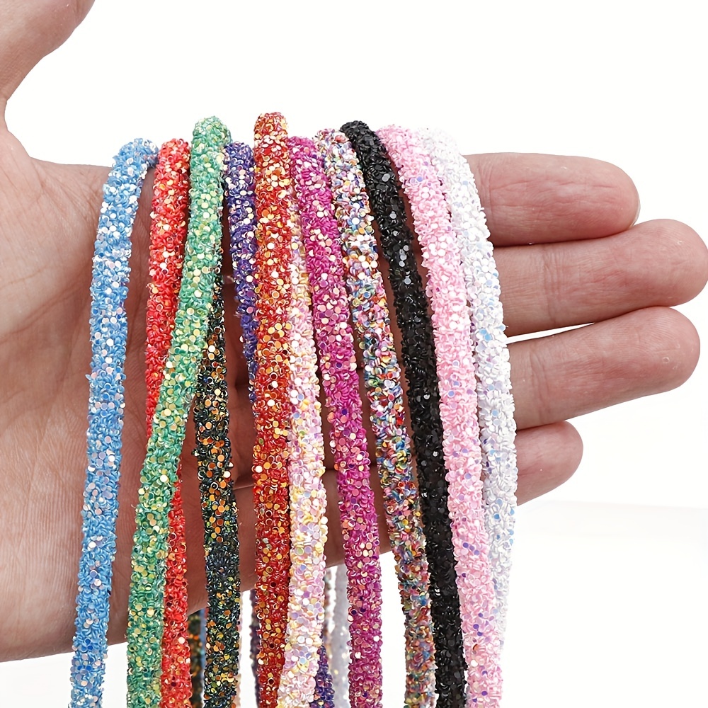 1 Yards Colorful Sequin Pvc Tube Resin Glitter Rhinestones - Temu