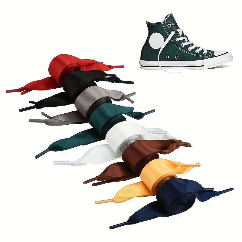 1 Par Cordones Planos Anchos Varios Colores Zapatos Lona - Temu