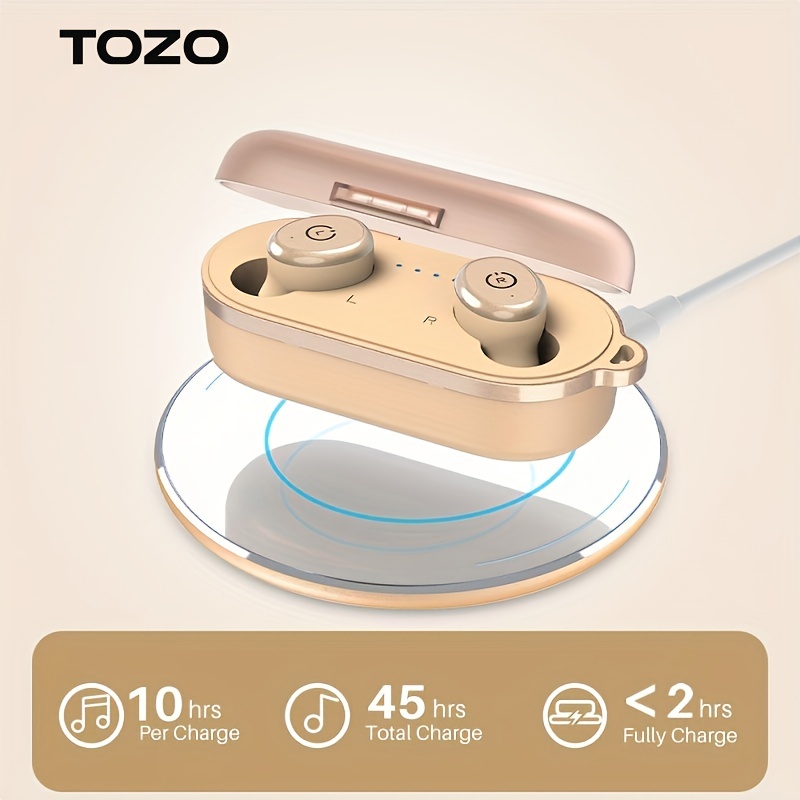 TOZO T10 Bluetooth 5.0 Wireless Earbuds with Wireless Charging Case IPX8  Waterproof TWS Stereo Headphones in Ear Built in Mic Headset Premium Sound  with Deep Bass for Sport Black 