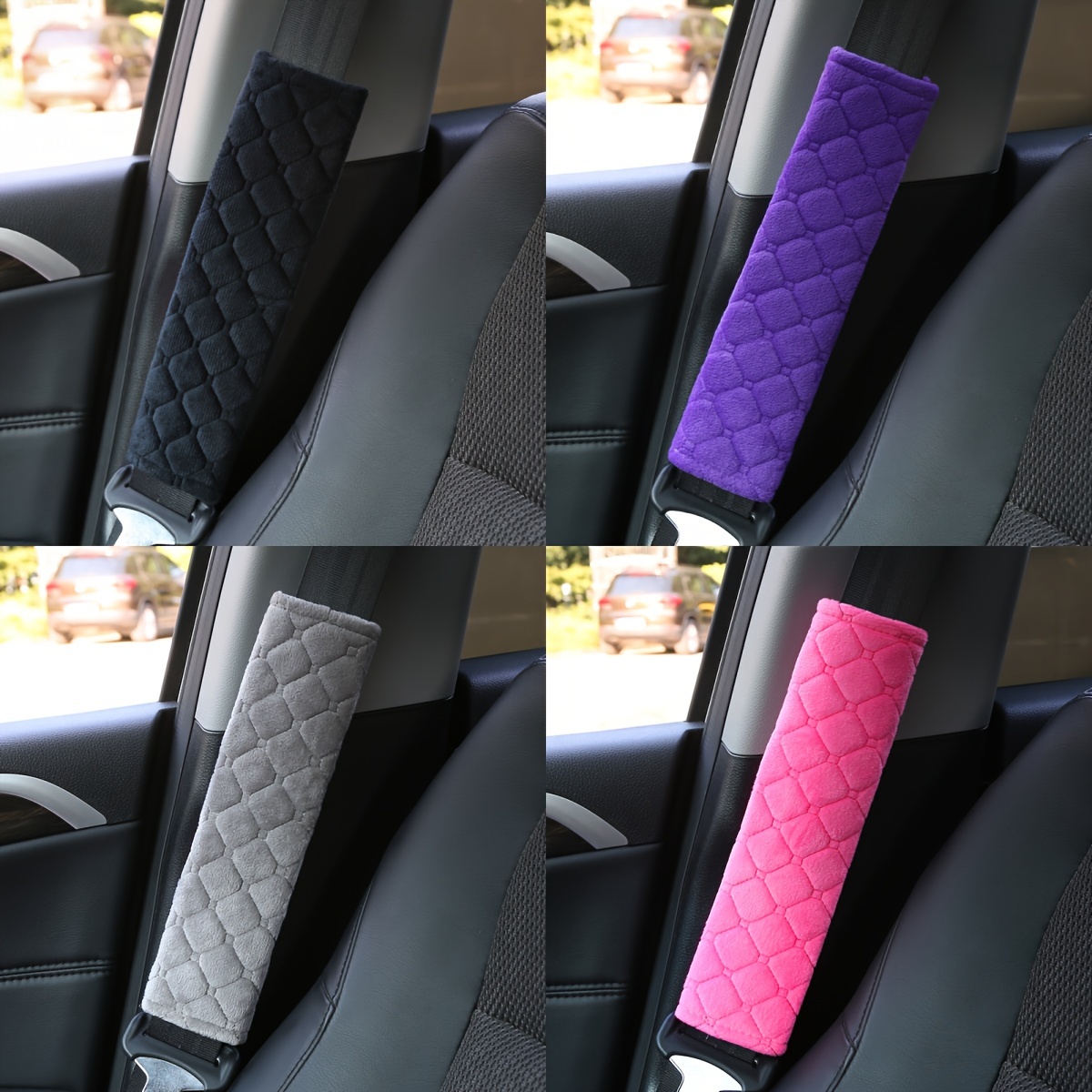 Paquete de 2 almohadillas para cinturón de seguridad de automóvil, color  negro, protector de cinturón de seguridad suave y cómodo, fundas para  correa