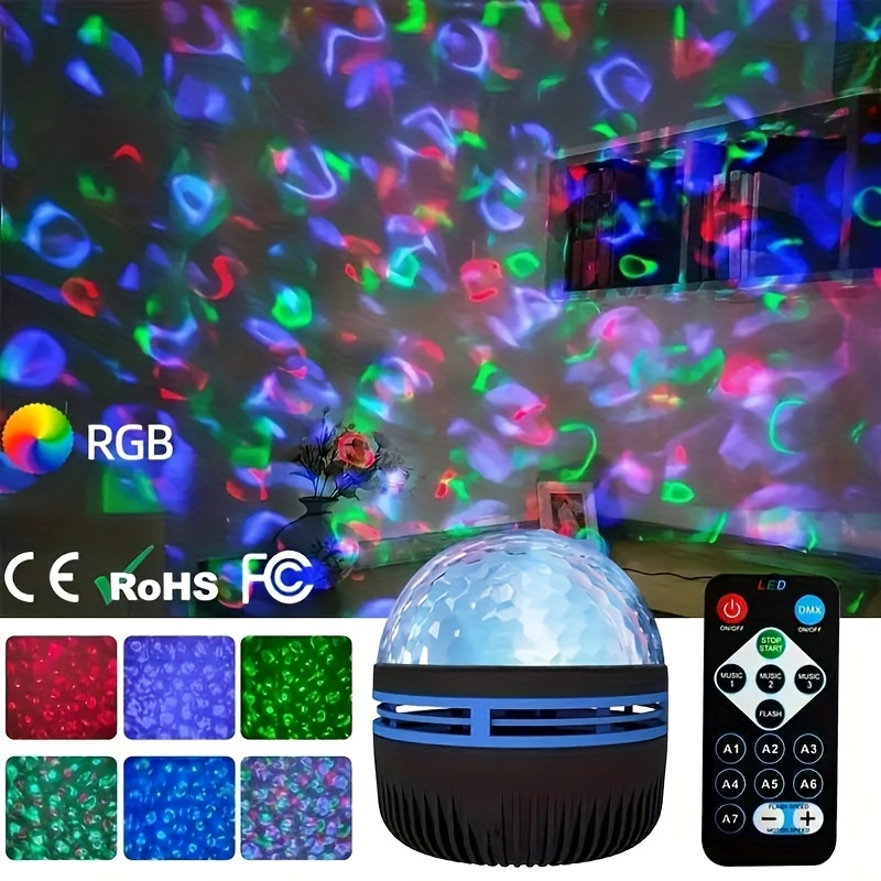 Water Ripple Led Projection Light 7 Color Pattern And Remote - Temu