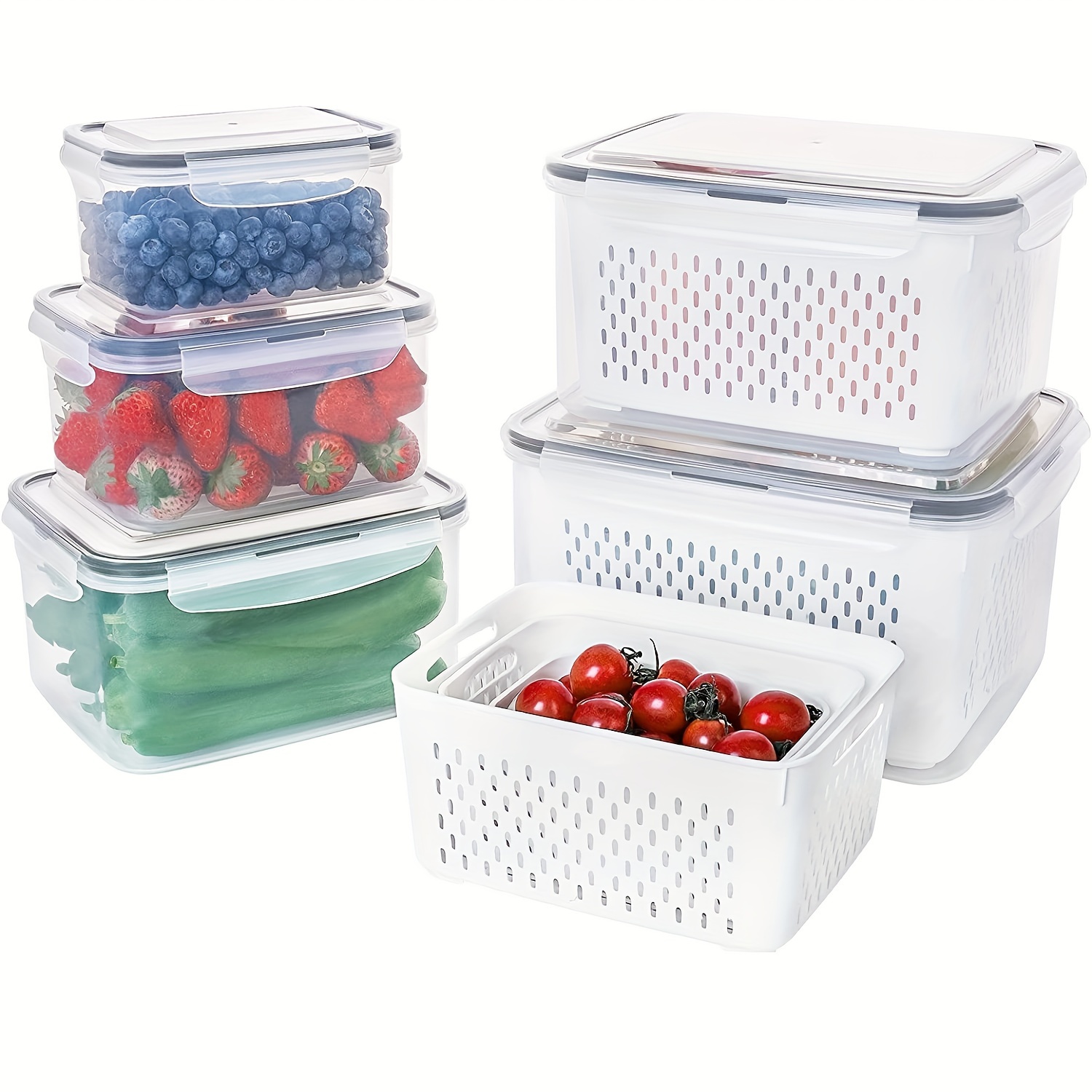 Divided Food Storage Containers White Veggie Tray Stackable Refrigerator Organizer  Bins - China Storage and Container price