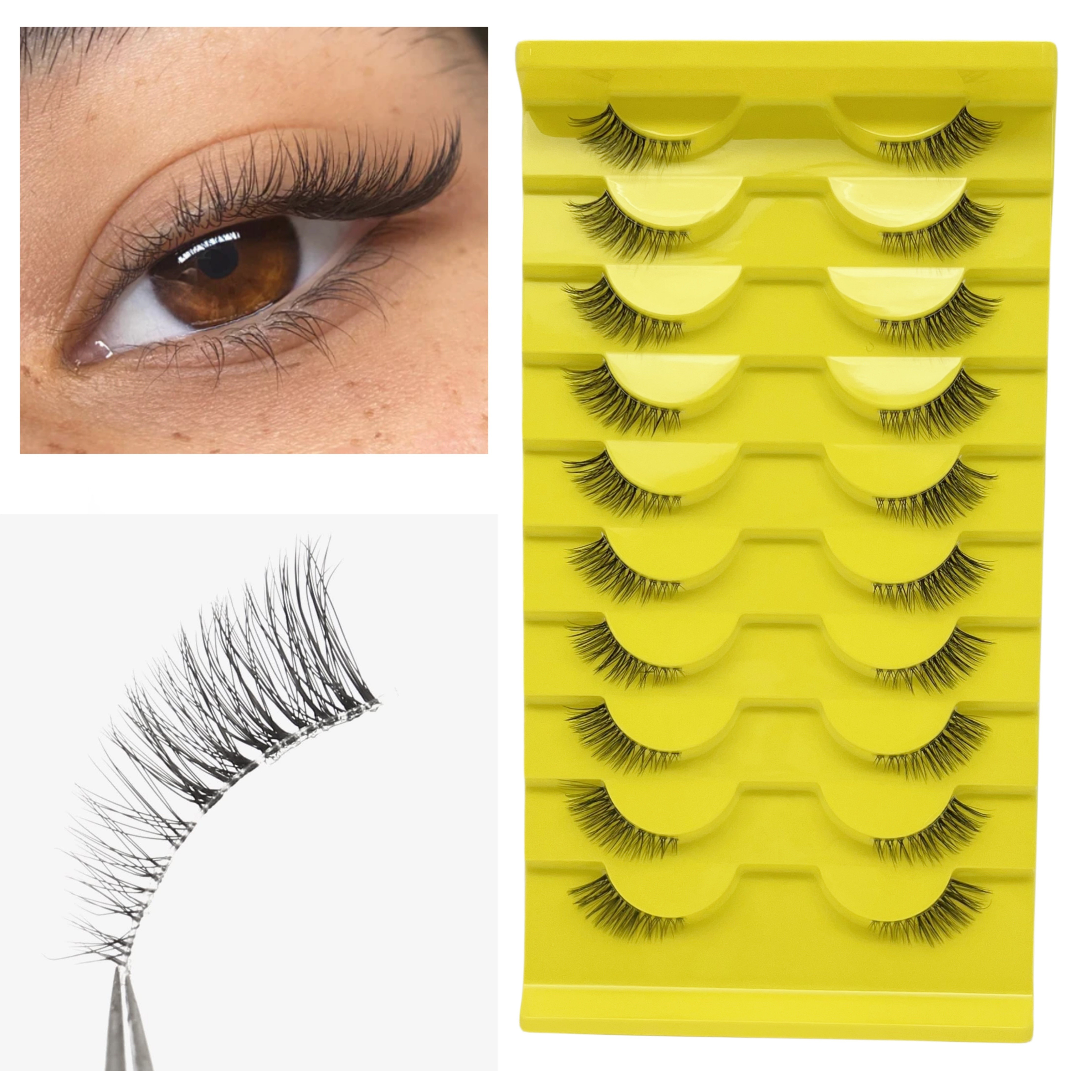 

10 Pairs False Eyelashes 3-5-9mm Mixed Length Fox Eye Lashes D Curling Wispy Faux Mink Lashes Fluffy Fairy Cat Eye Lashes Natural Look