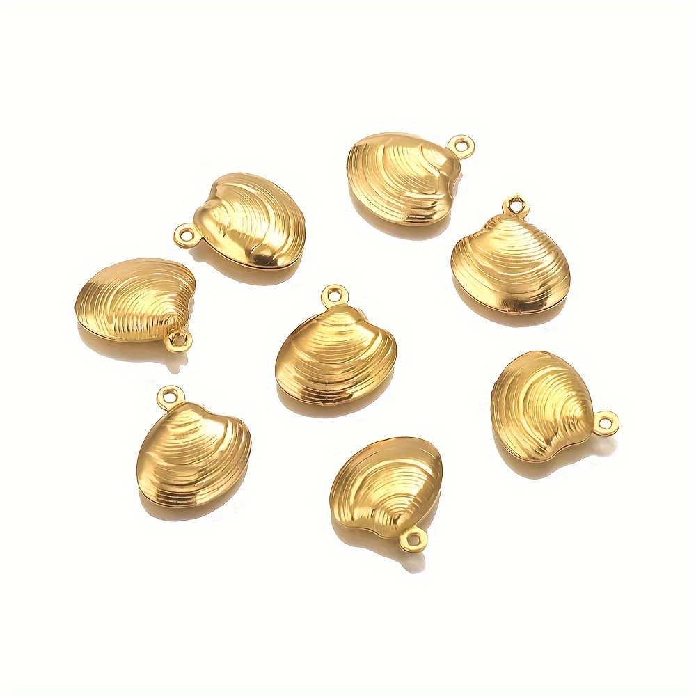 

20pcs Stainless Steel Shell Pendants For Diy Necklace Earrings Jewelry Making Accessories