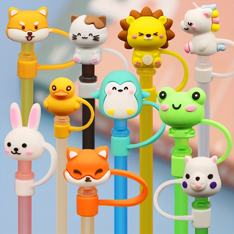 Reusable Cute Silicone Straw Tips Lids Protectors for 0.4 in/10mm,Cartoon  Stitch Straw Covers Cap Toppers Compatible with Stanley 30&40 oz Tumbler