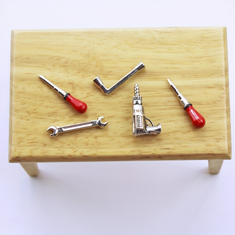 1/8pcs/set Mini Tools/Wooden Box Ornament, Miniature DIY House Accessories,  Toolbox Metal Alloy Repair Tool Set Model, Small Furniture Mini Crafts Sce