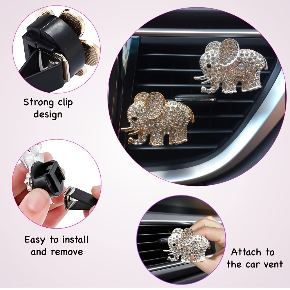 Crystal Elephant Car Air Freshener Vent Clip Car Diffuser - Temu