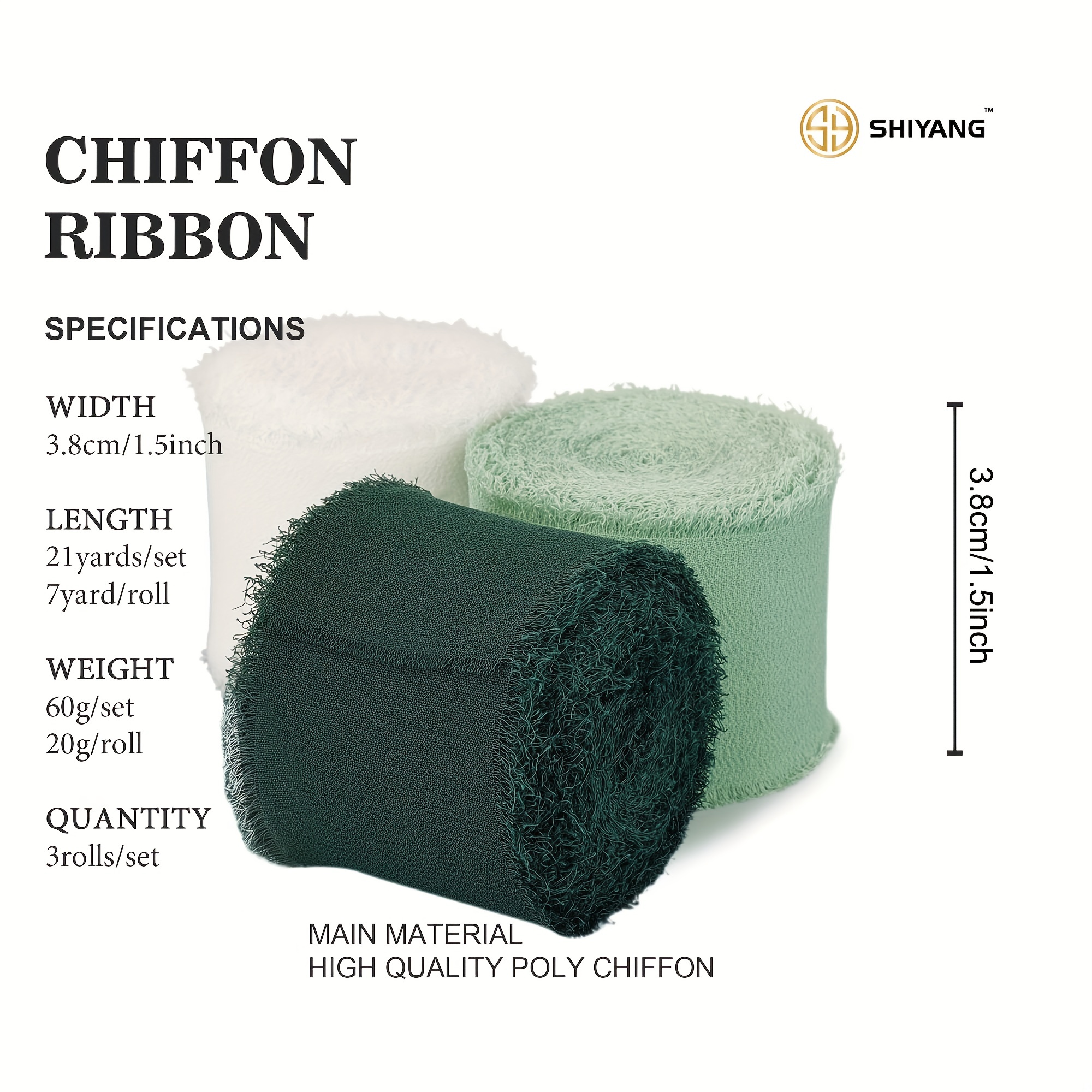 Chiffon Ribbon Fringe Fabric Ribbon Dark Green Light Green - Temu