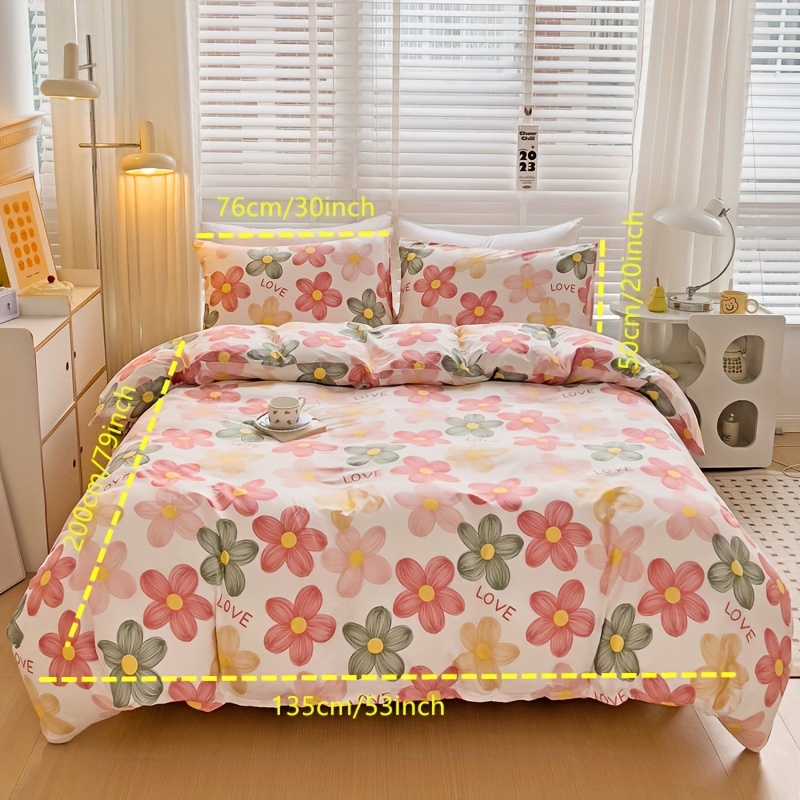 Image of Petal Bedding,3pcs Duvet Cover Set, Soft Comfortable Duvet Cover, For Bedroom, (1*duvet Cover + 2*pillowcases, Without Core)