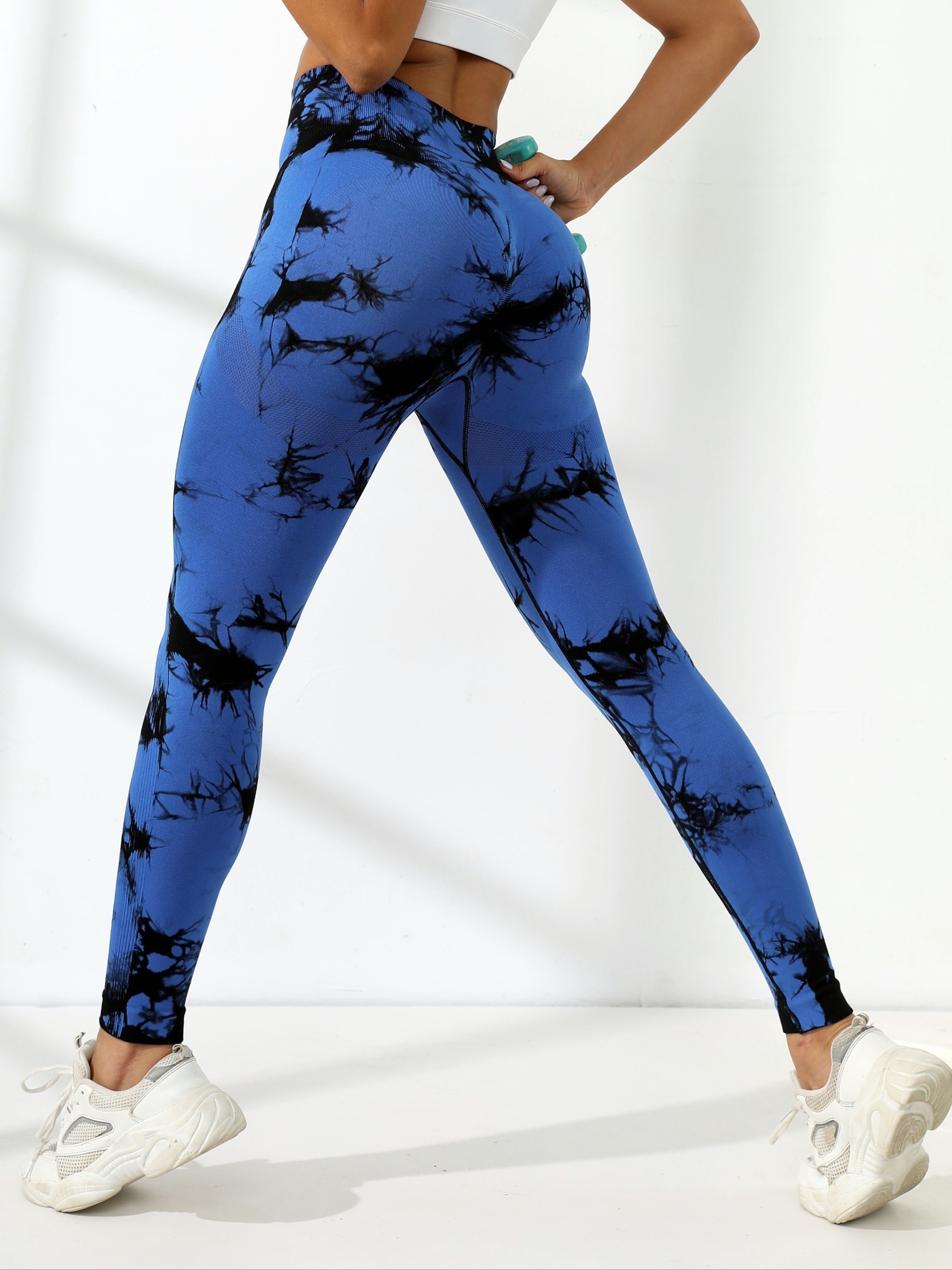 RYDCOT Women's Tie-Dye Breathable Hip Lifting Exercise Bubble Yoga Pants 