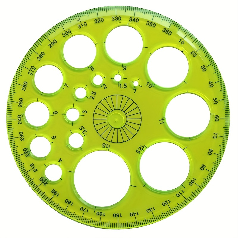 2 Pieces Circle Stencil Ruler Circle Stencil 360 Degree Protractor Plastic  Circular Protractor Math