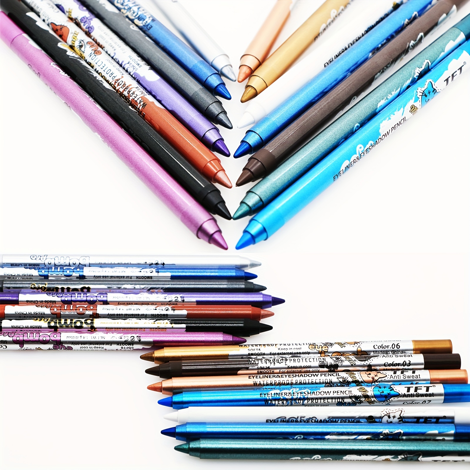 12 Colors Eyeliner Eyeshadow Pen Matte Finish Waterproof