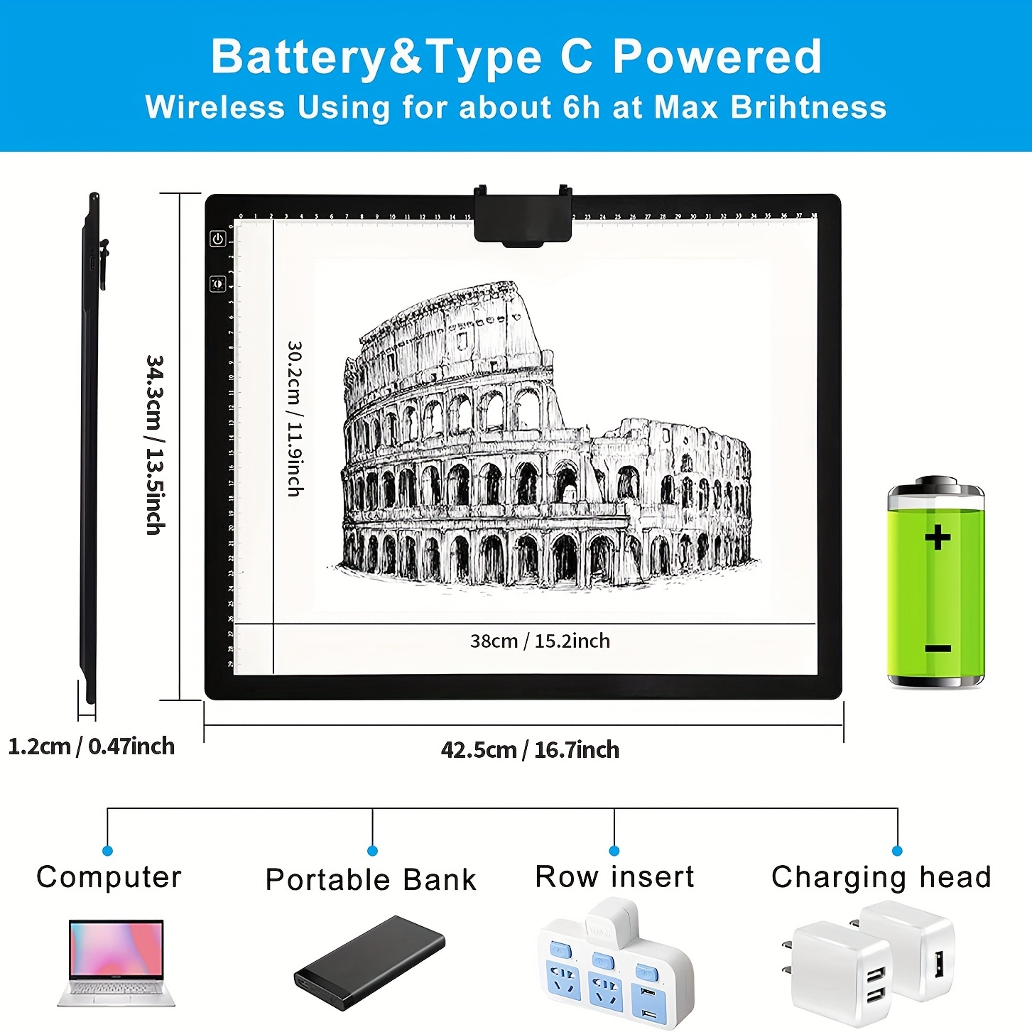 A3 Light Pad Wireless Battery Powered Light Box 3 Colors - Temu
