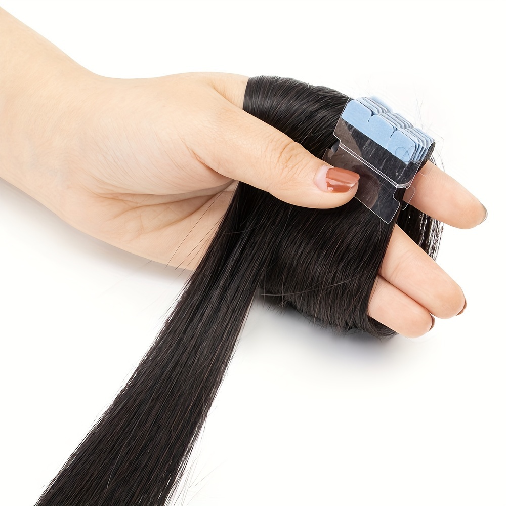 Natural Black Mini Tape In Hair Extensions Human Temu United Kingdom