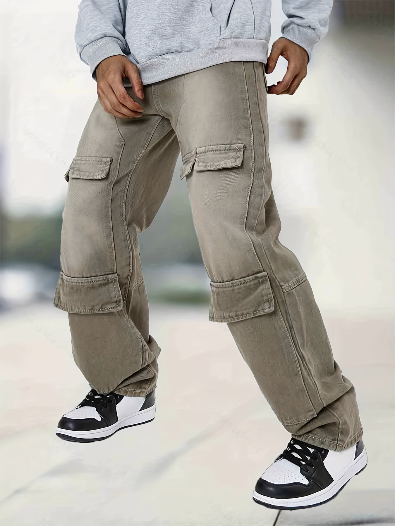 Pantalones Mezclilla Casuales Lisos Hombres Cualquier - Temu