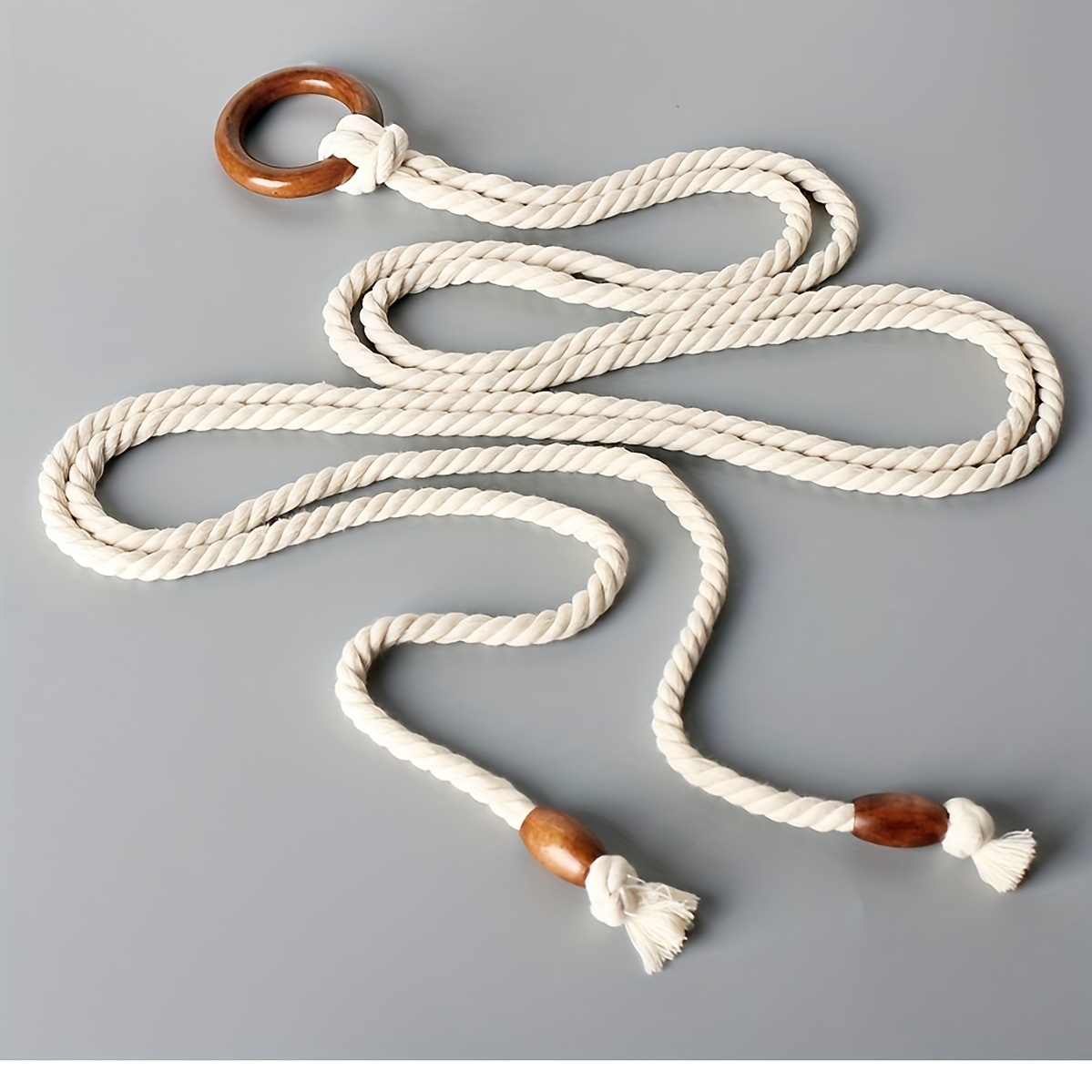Braided Rope Belt with Tassel Sash - Vintage Style Waistband