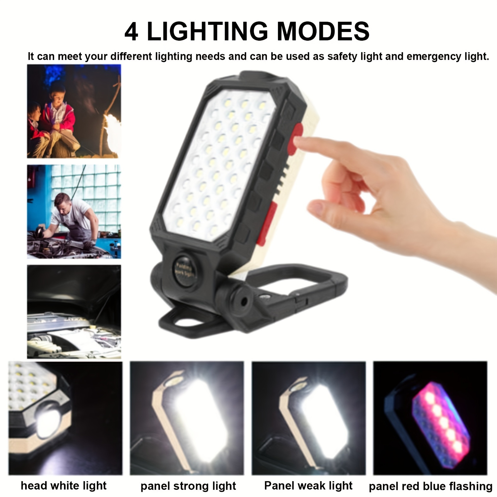 1pc Emergency Hand Electrical Repair Light, Work Light, 4 Lighting Modes,  Lamp Head 0-180 Degree Adjustable, Suitable For Home, Outdoor, Workshop, Car