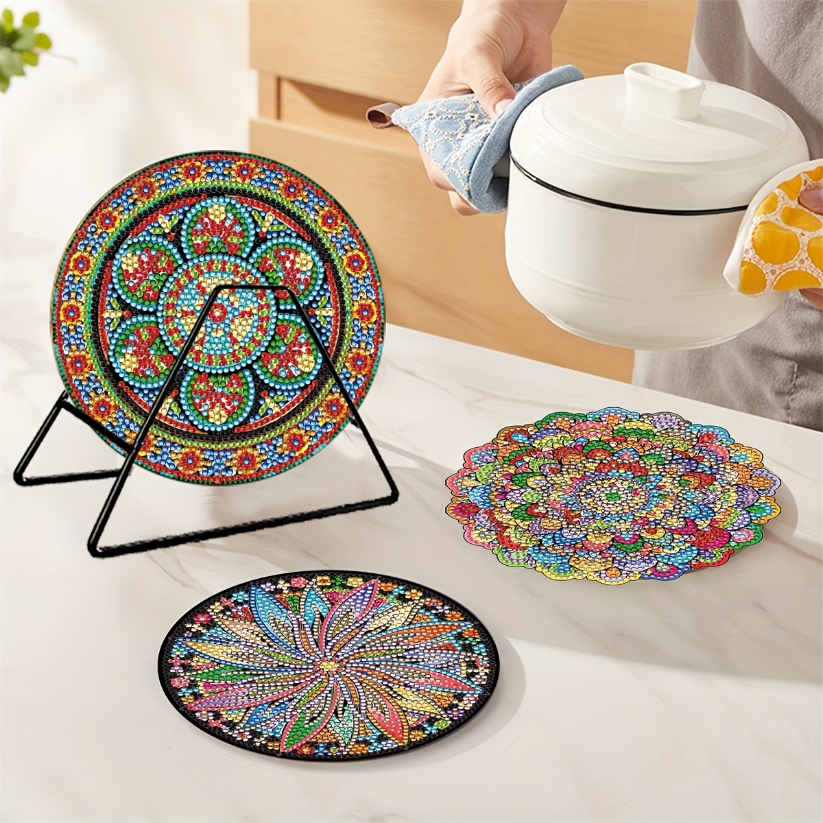 Mandala Diy Diamond Painting Placemats Diamond - Temu