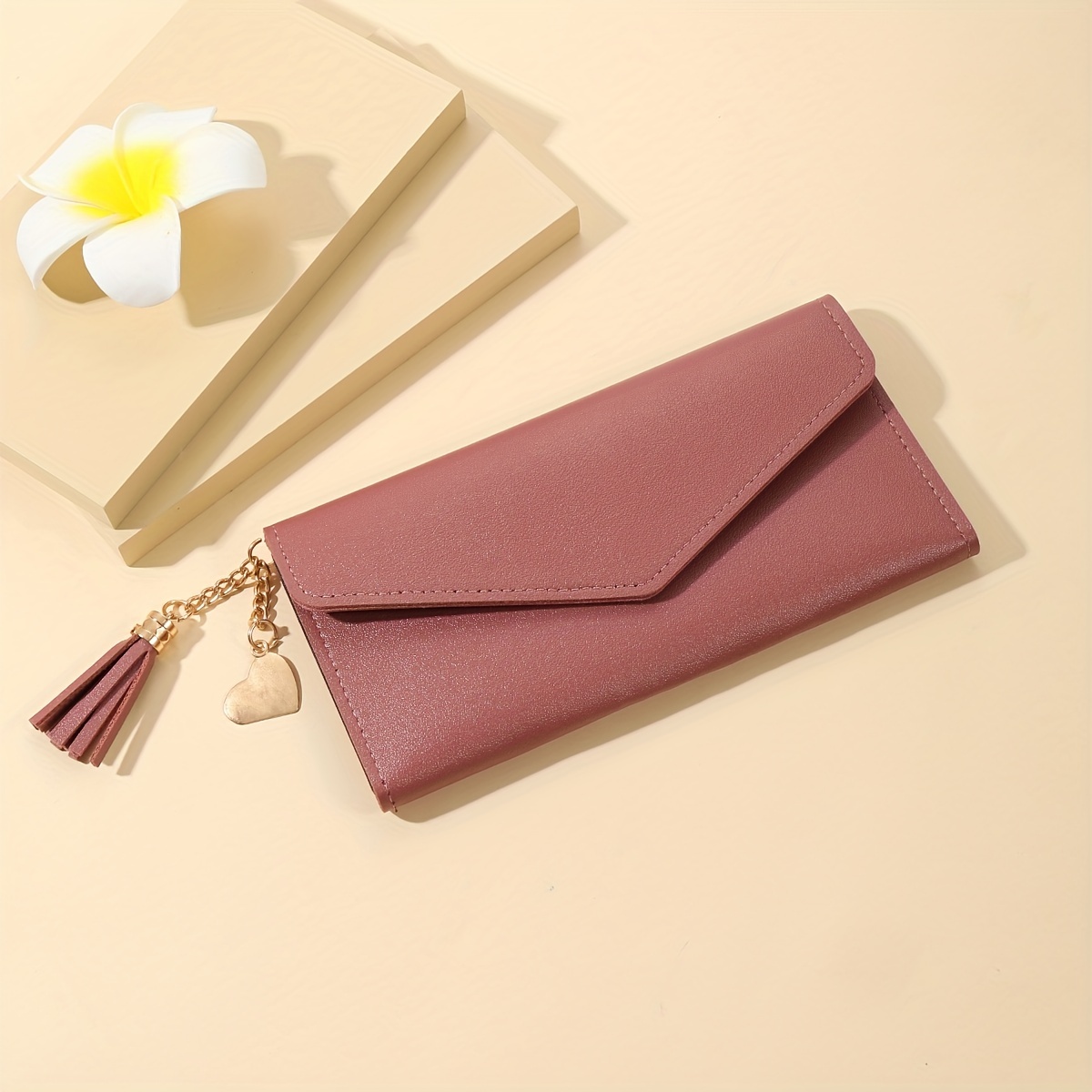 Tassel Decor Long Wallet, Foldable Solid Color Clutch Purse, Simple Mobile  Phone Bag With Card Slots - Temu