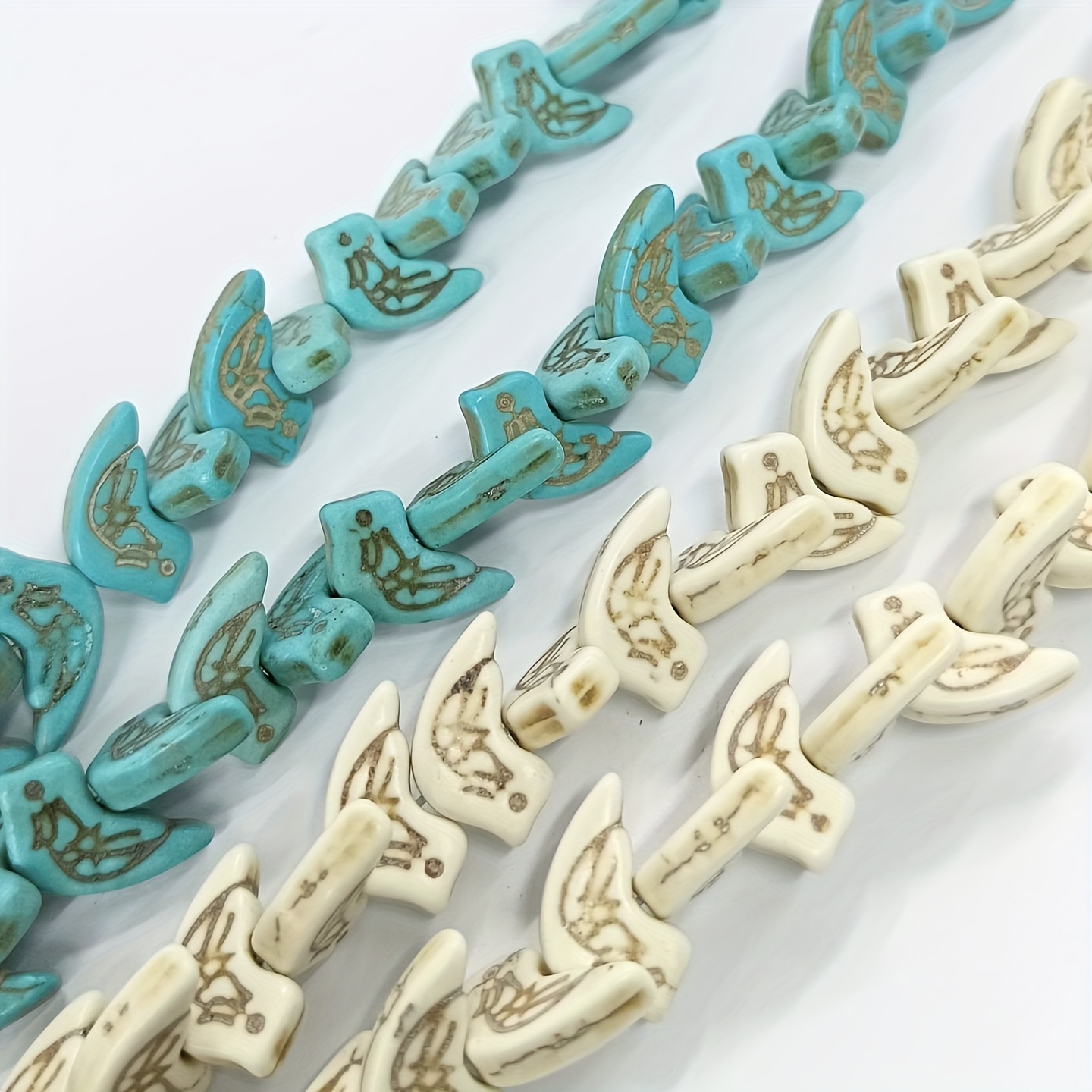 20pcs 9.5*10mm Imitation Blue Turquoise Cylindrical Shape Bead Spacer Loose  Beads Irregular Pattern Decorative Necklace Bracelet Clothing Blue Bead A