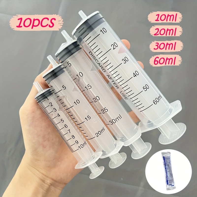 10mL Luer Lock Syringe 4 Pack Large Plastic Sterile Syringes without  Needle, for Liquid, Oral, Measurement, Dispensing, with Cap