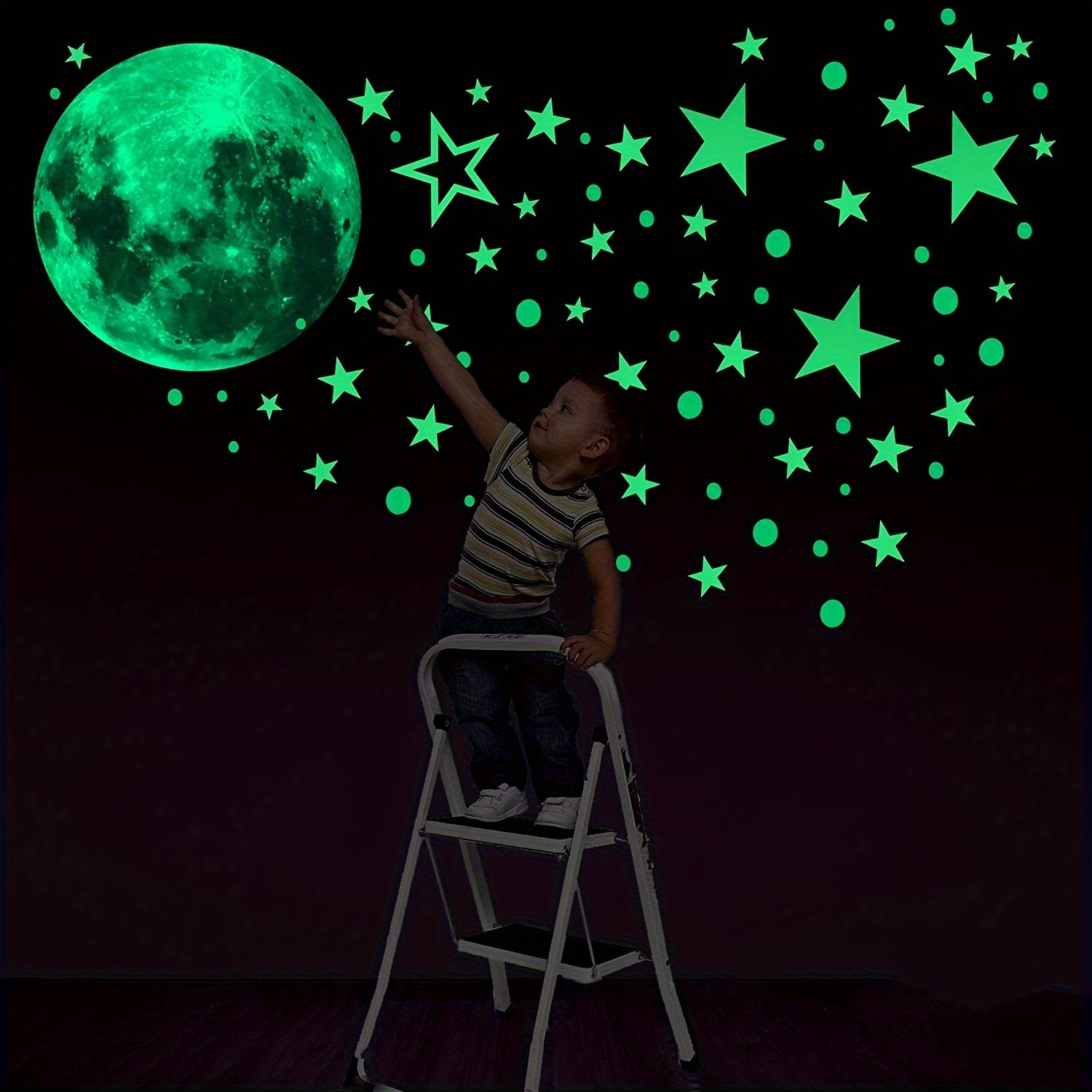 498Pcs Estrellas Fluorescentes para Techo Pegatinas Pared Niños Luminoso  Pegatinas de Pared Luna Estrellas Puntos Pegatinas Infantiles Fluorescente