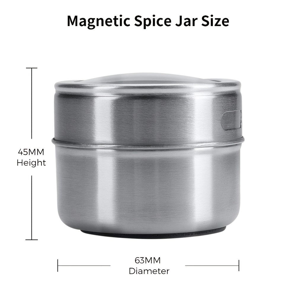 Magnetic Spice Tins 12pcs,Stainless-Steel Magnetic Spice Container Magnetic Spice  Jars Easy to Clean and