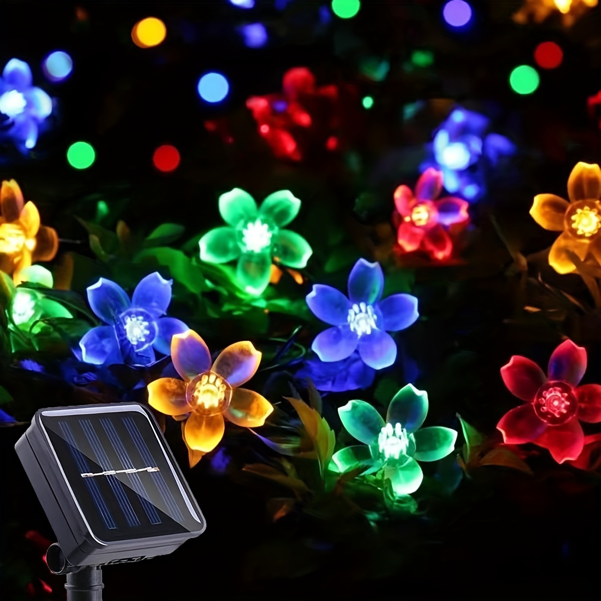 

1pc Solar String Flower Lights Outdoor Waterproof 5m/16.4ft 20 Led Fairy Light Decorations For Garden Fence Patio Yard Christmas Tree, Lawn, Patio, Party Decoration