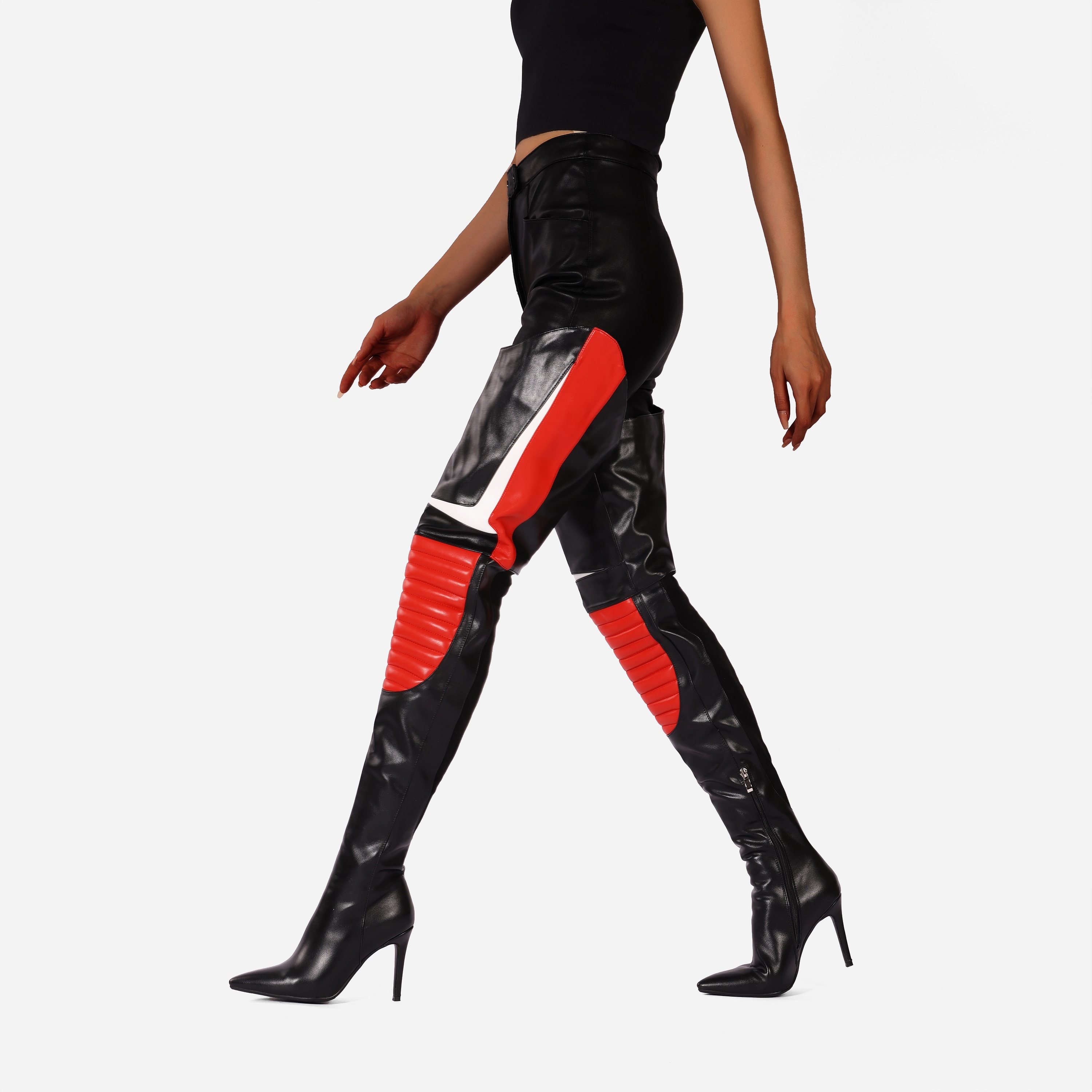 Women's Glossy Lycra Leggings Stiletto Booties, Comfy Pointed Toe Slip On  Heels, Women's Fashion Black Boots